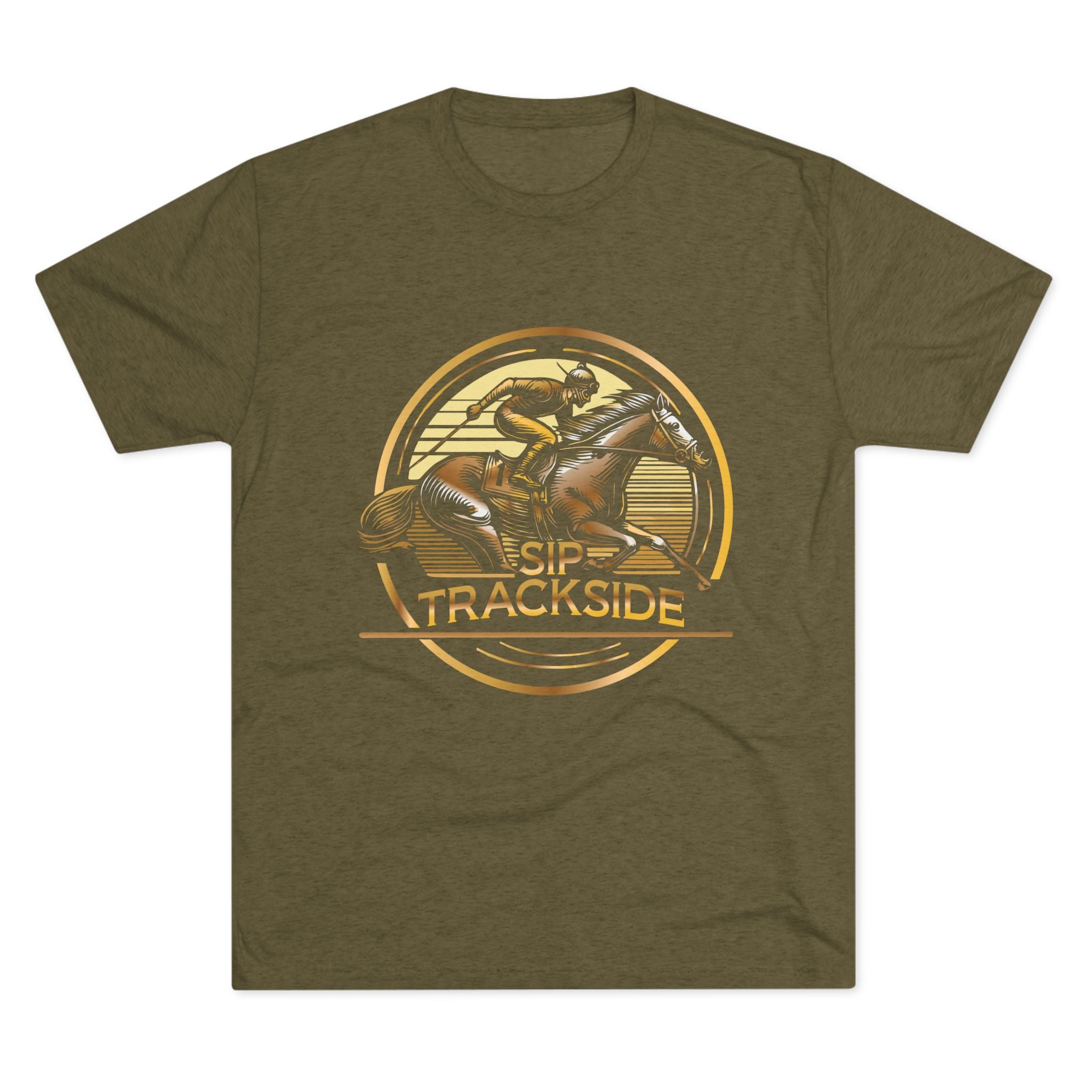 Trackside Distilling Sip Trackside Unisex Tri-Blend Crew Tee-4