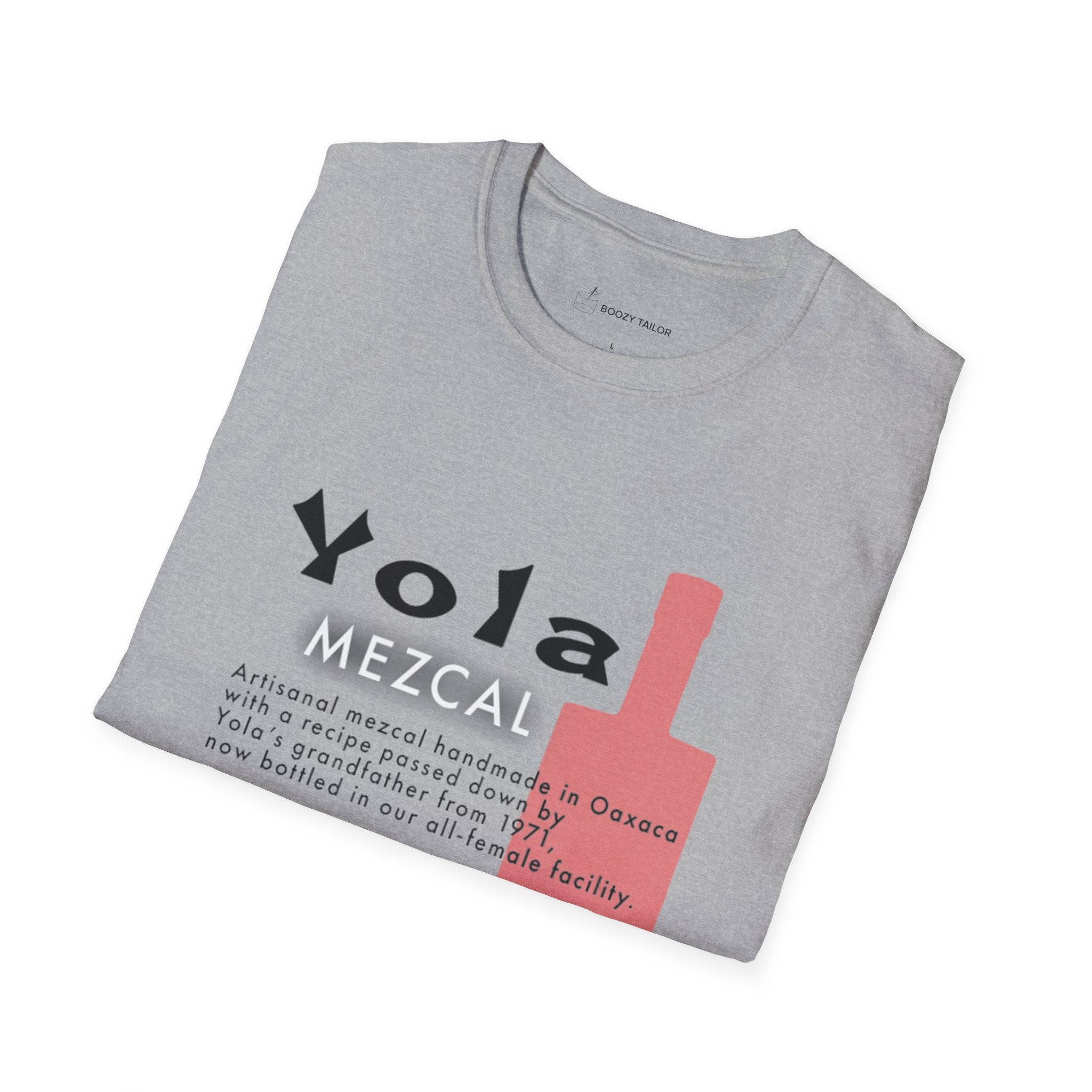 Yola Mezcal Faded Bottle Unisex Softstyle T-Shirt-8