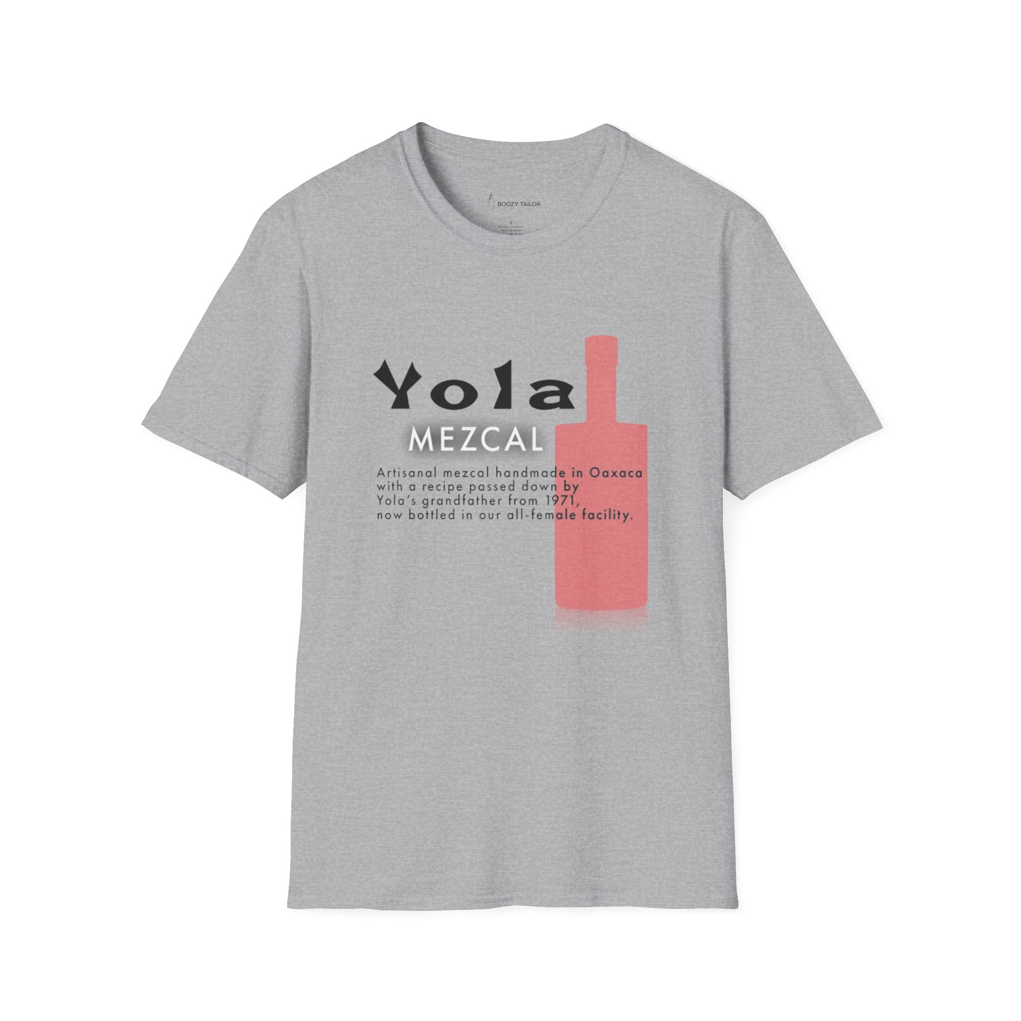 Yola Mezcal Faded Bottle Unisex Softstyle T-Shirt-3